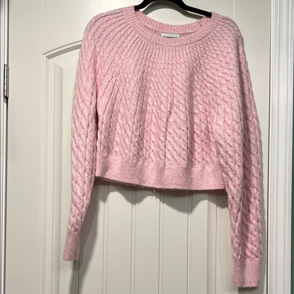 Elegant Pink Cable Knit Sweater